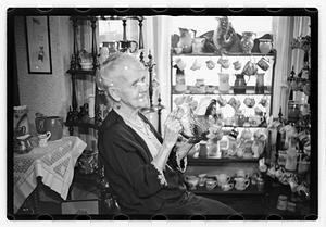 Mrs. Lue Stuart Wadsworth, collector of rare pitchers