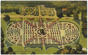 Aerial view rose gardens, Elizabeth Park, Hartford, Conn.