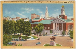 Bushnell Memorial and Lafayette Statue on Capitol Hill, Hartford, Conn.
