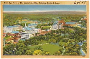 Bird's-eye view of the capitol and State Building, Hartford, Conn.