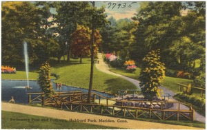 Swimming pool and pathway, Hubbard Park, Meriden, Conn.