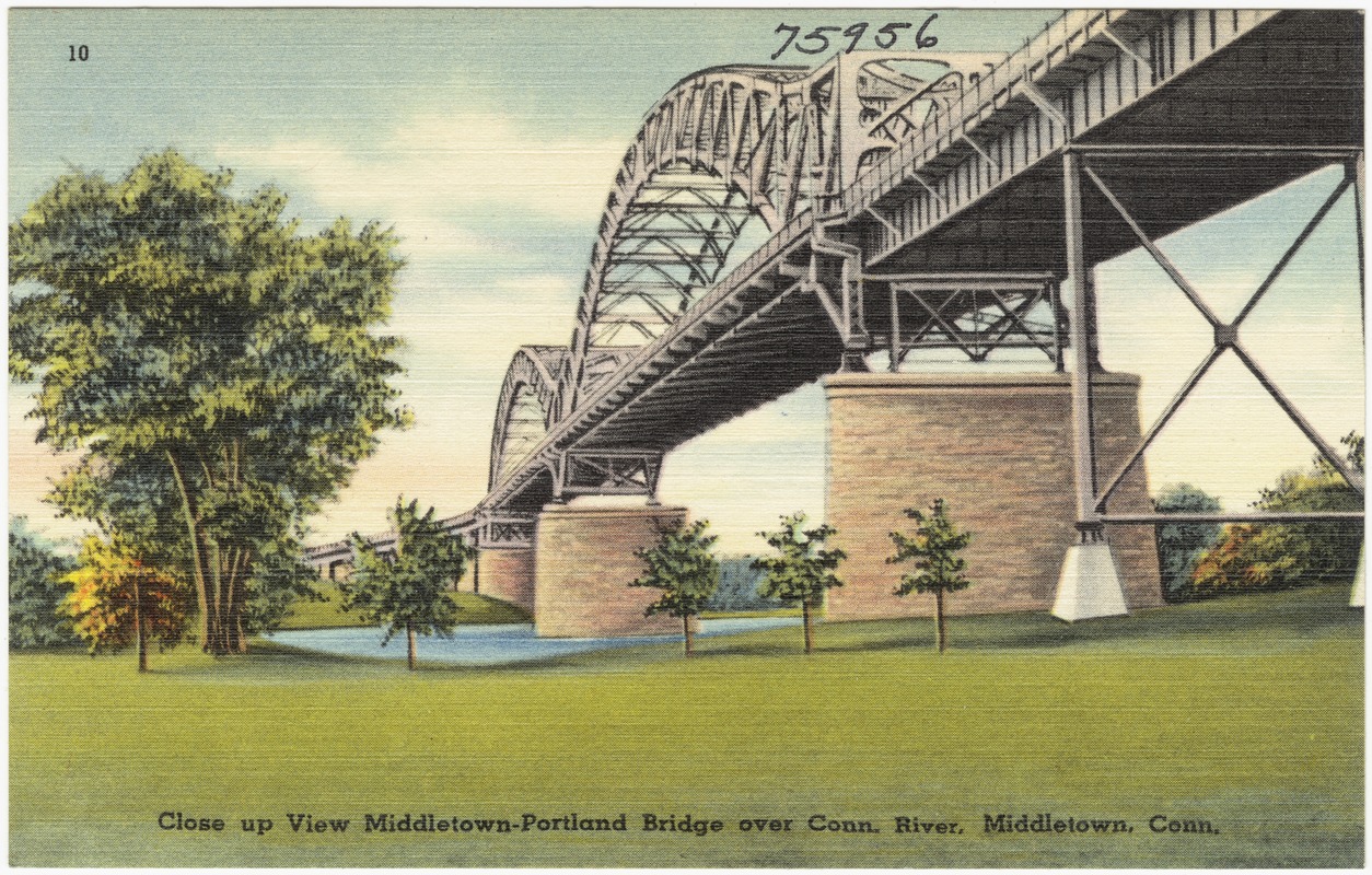Close up view Middletown - Portland Bridge over Conn. River, Middletown, Conn.