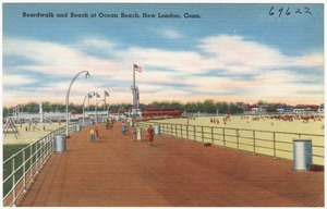 Boardwalk and Beach at Ocean Beach, New London, Conn.