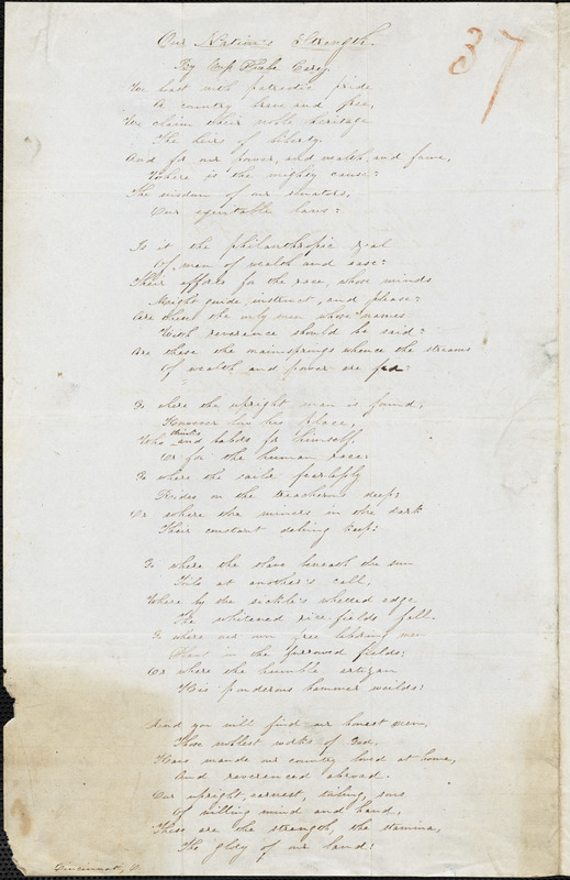 Phoebe Cary manuscript poems to Gamaliel Bailey Jr., [27 August 1847-1852]