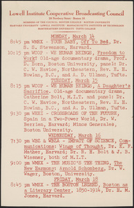 LICBC program schedule for the week of March 14, 1949