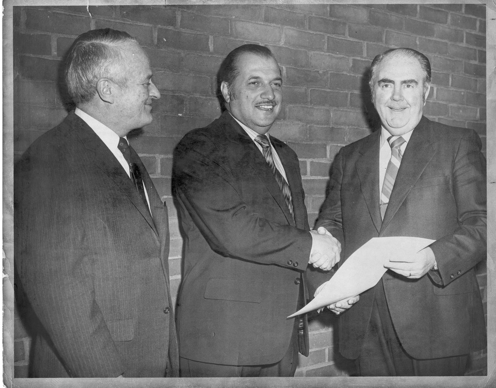 President Gregory Adamian receives charter, 1971