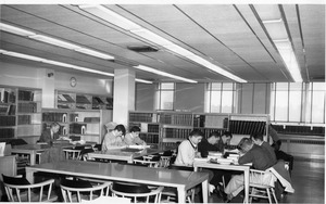 Male students studying in Bentley Library