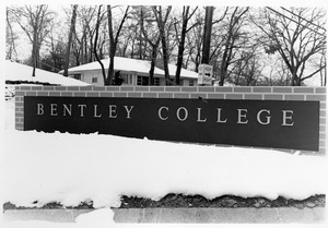 Bentley College campus entrance sign