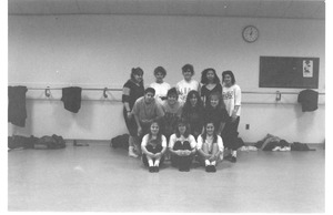 Female dancers in athletic facility, ca. 1980's-1990's