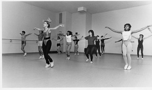Students in aerobics or dance class, ca 1980's
