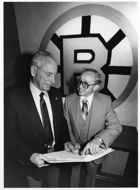 Bruins' Milt Schmidt and accountant Paul Germani