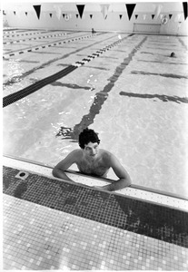 Student in pool at Dana Center