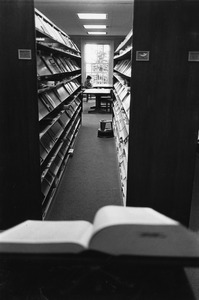 View of periodical shelves in the Bentley Library