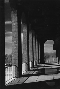View under campus archway