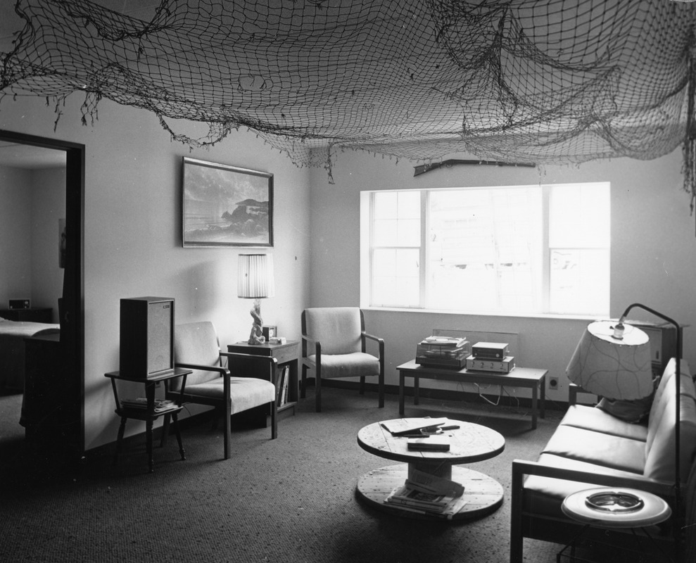 Interior of dormitory common room Digital Commonwealth