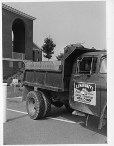 Construction vehicle on Waltham campus