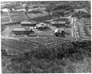 Aerial view of original Waltham campus