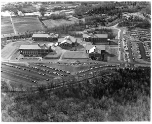 Aerial view of original Waltham campus