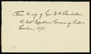 Letter from Alice Ingersoll Chamberlain, Columbia, S.C., to William Lloyd Garrison, Dec. 26, 1876
