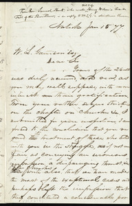 Letter from Samuel Hunt, Natick, [Mass.], to William Lloyd Garrison, Jan. 15, [18]77