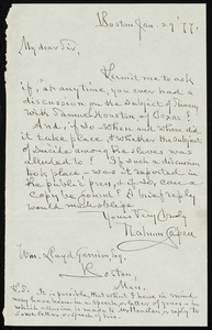 Letter from Nahum Capen, Boston, [Mass.], to William Lloyd Garrison, Jan. 29, [18]77