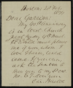 Letter from Cyrus Augustus Bartol, Boston, [Mass.], to William Lloyd Garrison, 28 Feb. 1877