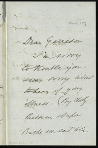 Letter from William Lloyd Garrison, to William Lloyd Garrison, [March 1877]
