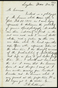 Letter from Thomas Cushman Buddington, Leyden, Mass, to William Lloyd Garrison, Mar[ch] 24, 1877