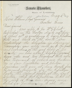Letter from Caesar Carpentier Antoine, to William Lloyd Garrison, May 2, 1877