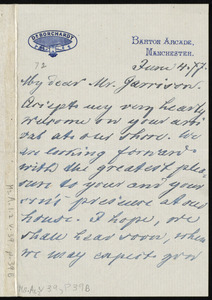 Letter from Louis Borchardt, Barton Arcade, Manchester, [England], to William Lloyd Garrison, June 4, [18]77