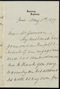 Letter from Eliza W. Crosfield, Annesley, Aigburth, [England], to William Lloyd Garrison, June 5th, 1877