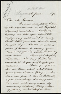 Letter from John Smith, 106 Bath Street, Glasgow, [Scotland], to William Lloyd Garrison, 16 June 1877