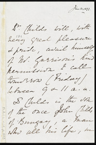 Letter from Dr. Childs, 12 Sydney Road, Stockwell, [London, England], to William Lloyd Garrison, June 21, 1877