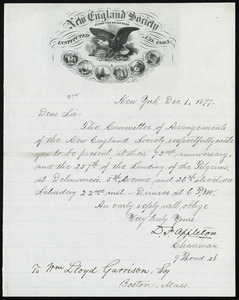 Letter from Daniel Fuller Appleton, New York, to William Lloyd Garrison, Dec. 1, 1877