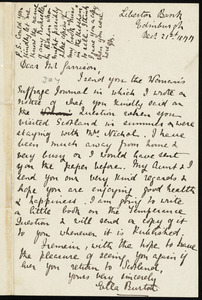 Letter from Ella Burton, Liberton Bank, Edinburgh, [Scotland], to William Lloyd Garrison, Dec'r 21st, 1877
