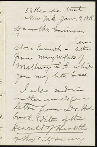 Letter from Aaron Macy Powell, 58 Reade Street, New York, to William Lloyd Garrison, Jan. 9, 1878