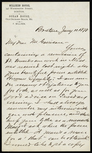 Letter from T. W. Cardozo, Boston, [Mass.], to William Lloyd Garrison, Jan'y 11, 1878