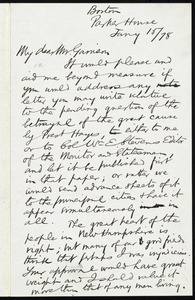 Letter from William Eaton Chandler, Parker House, Boston, [Mass.], to William Lloyd Garrison, Jan'y 15 / [18]78