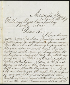 Letter from Edwin Belcher, Augusta, Ga, to William Lloyd Garrison, April 16th, 1878