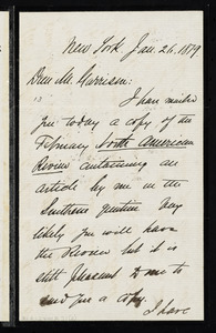 Letter from Daniel Henry Chamberlain, New York, to William Lloyd Garrison, Jan. 26, 1879