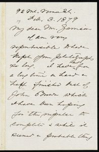 Letter from Anne Whitney, 92 Mt. Vernon St[reet], [Boston, Mass.], to William Lloyd Garrison, Feb. 3, 1879