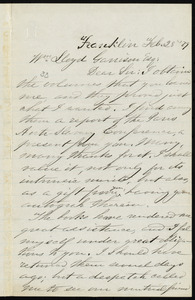 Letter from William M. Thayer, Franklin, to William Lloyd Garrison, Feb. 28, [18]79