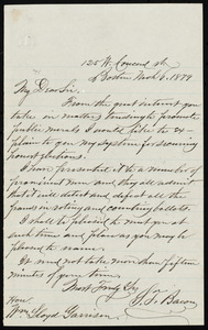 Letter from Steuben T. Bacon, 125 W. Concord St., Boston, [Mass.], to William Lloyd Garrison, March 6, 1879