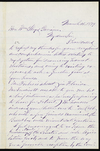 Letter from Steuben T. Bacon, to William Lloyd Garrison, March 15, 1879