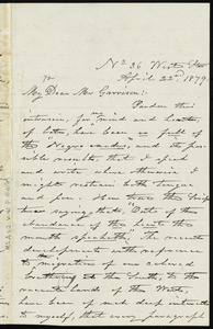 Letter from George W. Cavner, No. 36 West St[reet], to William Lloyd Garrison, April 22nd, 1879