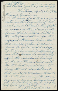 Letter from Jarvis Lewis, Waltham, [Mass.], to William Lloyd Garrison, April 22nd, 1879