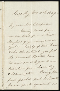 Letter from Mary Ann Cash, Coventry, [England], to Maria Weston Chapman, Nov. 11th, 1847