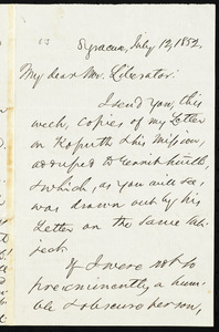 Letter from William Lusk Crandal, Syracuse, [N.Y.], to William Lloyd Garrison, July 12, 1852