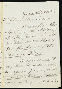 Letter from William Lusk Crandal, Syracuse, [N.Y.], to William Lloyd Garrison, Sept. 18, 1853