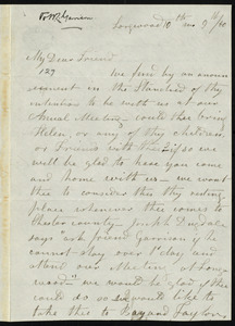 Letter from Hannah Pierce Cox, Longwood, [Pa.], to William Lloyd Garrison, 10th mo[nth] 9th [day] / [18]60